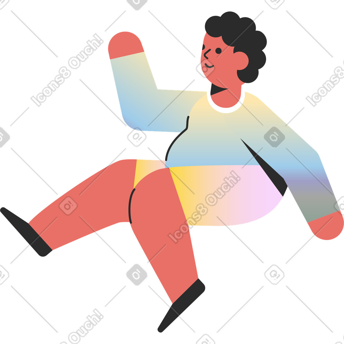 Ilustración Alumno levantando la mano en estilo Marginalia a descargar en PNG y SVG