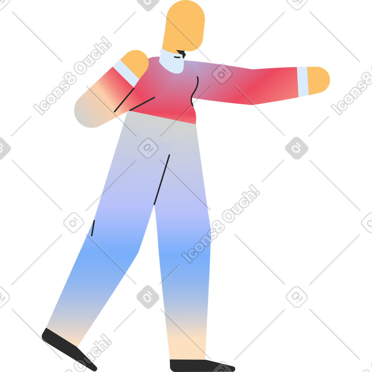 Illustration Personne pointant du doigt dans le style Marginalia à télécharger aux formats PNG, SVG