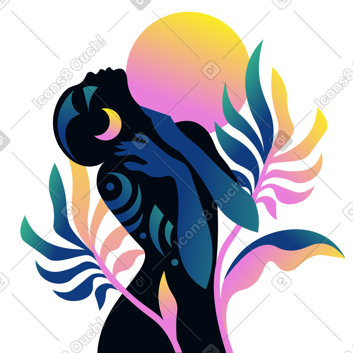 Donna africana che si tocca il collo illustrazione in stile Amani scarica in PNG, SVG