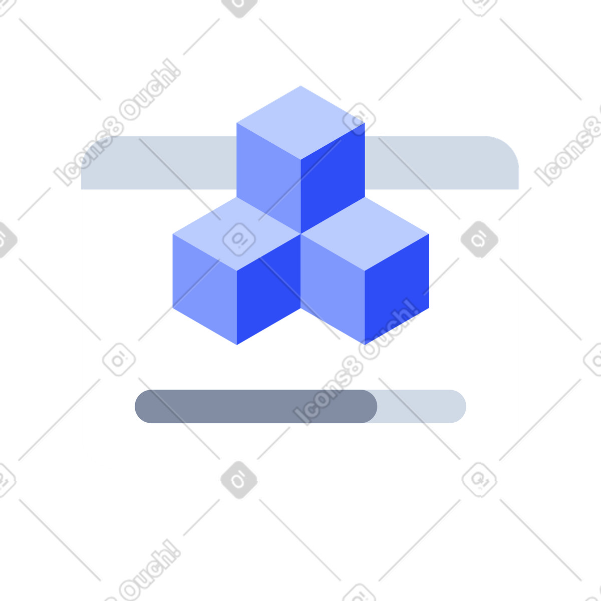Cubes with progress bar on splash screen, Website loading indicator illustration in System style download in PNG, SVG