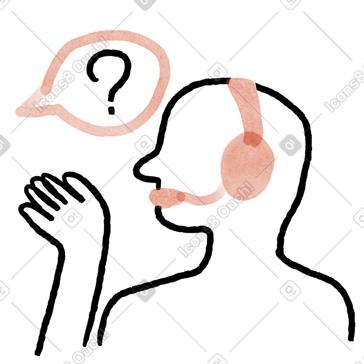 Ilustração de Headset microphone and speech bubble symbol for customer support em no estilo Anthropic Claude Hand Drawn para baixar em PNG, SVG