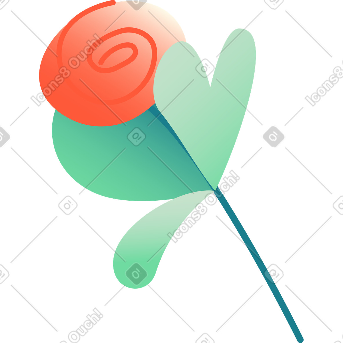Red flower illustration in Beam style download in PNG, SVG
