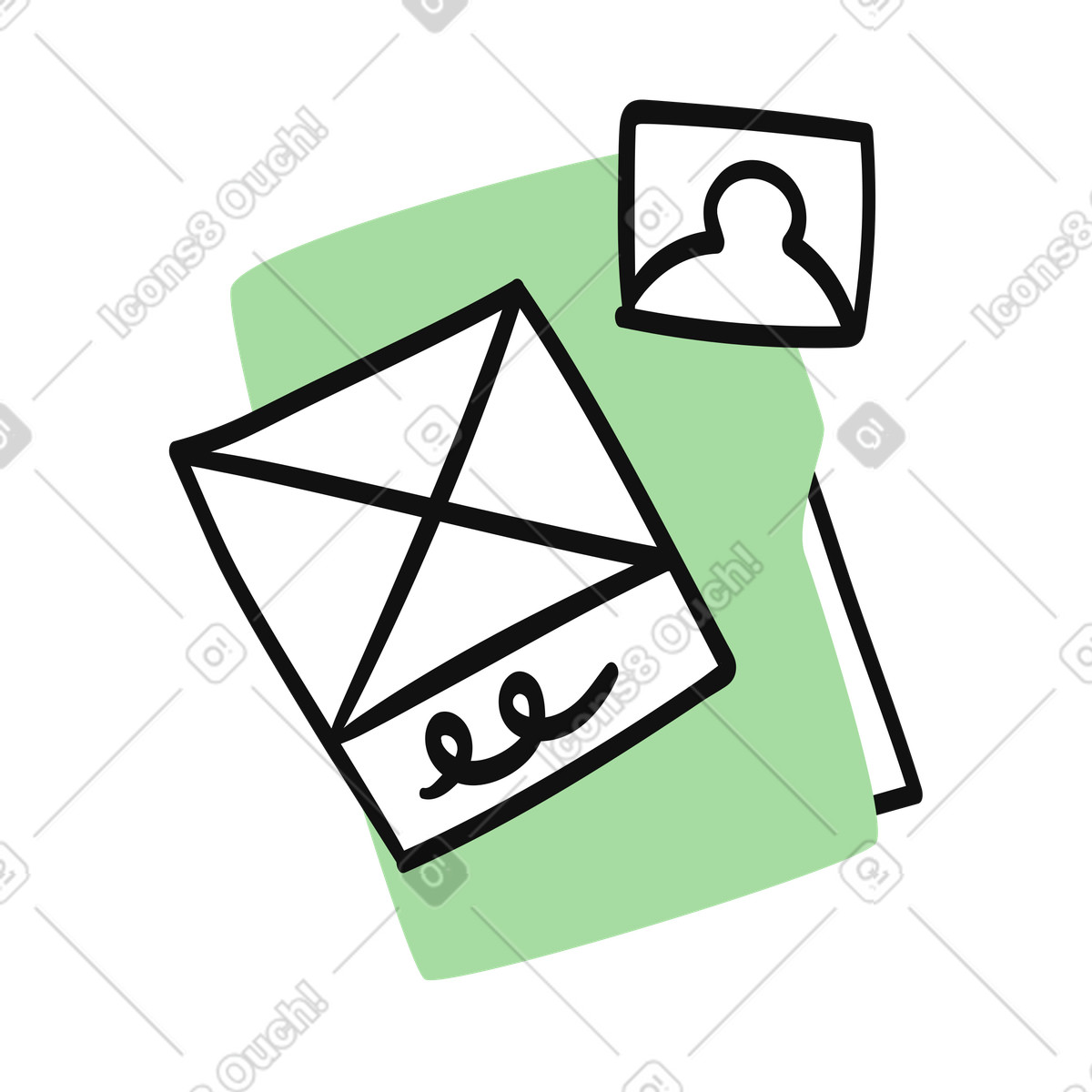 Wireframe layout page and profile picture icon for portfolio presentation illustrazione in stile Organic scarica in PNG, SVG