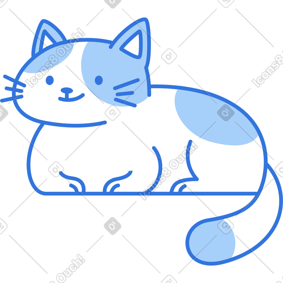 Ilustração de Gato deitado em no estilo Sky para baixar em PNG, SVG