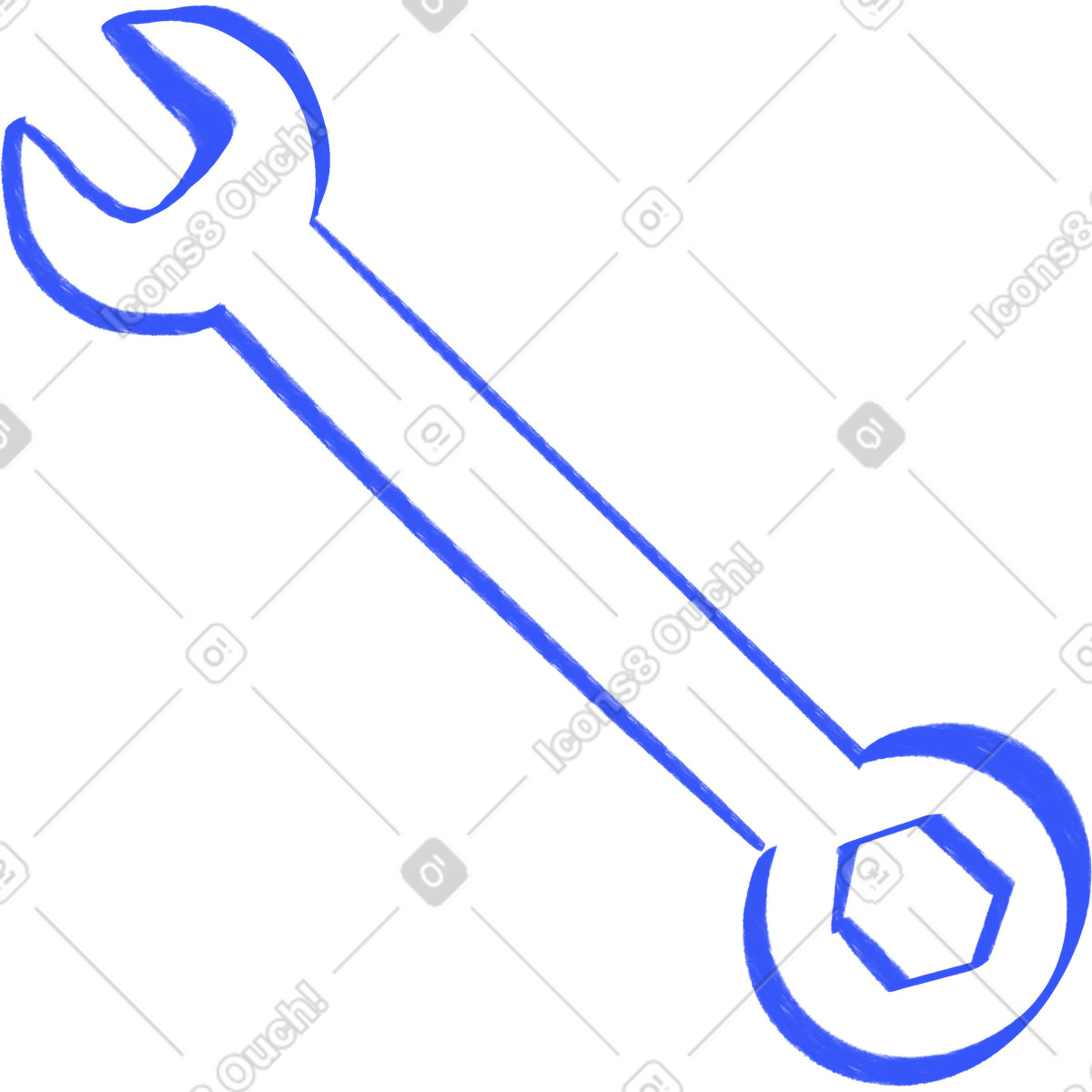 Ilustración Blue lined wrench en estilo Quirky a descargar en PNG y SVG