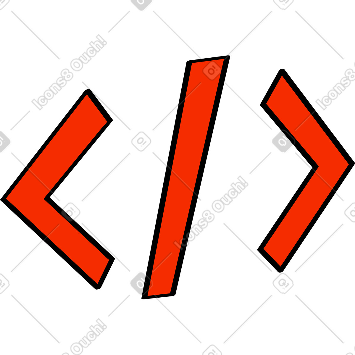 Program code slash and brackets illustration in Looney style download in PNG, SVG