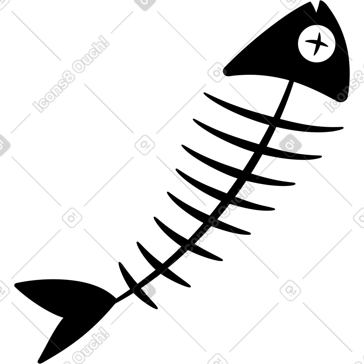 Ilustração de Esqueleto peixe em no estilo Looney para baixar em PNG, SVG
