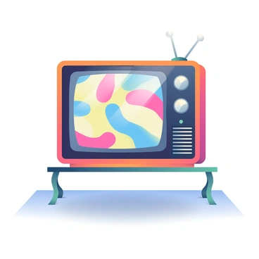 An old television set displaying a colorful glitch pattern on its screen