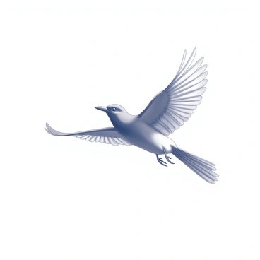 A bird in mid-flight, wings fully extended, is gliding gracefully through the air. Its body is sleek, demonstrating the aerodynamic shape necessary for smooth flight. The bird's feathers are detailed, showing individual strands that catch the light in a monochrome drawing. Below the bird, the expanse of the sky stretches out, creating a sense of openness. The bird's eyes are focused ahead, showcasing a sharp gaze, as it maneuvers skillfully through the atmosphere, countering the force of gravity.