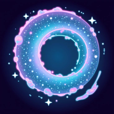 A vast galaxy swirling in an intricate spiral formation, composed of countless bright stars scattered throughout its arms. The galaxy is surrounded by vibrant, colorful clouds of cosmic dust in shades of blue, pink, and purple, creating a stunning contrast against the darkness of space. The swirling patterns of the dust appear to flow dynamically, enhancing the sense of motion within the galaxy. Bright clusters of stars twinkle and shine, some forming distinct star patterns that add to the complexity of the scene.