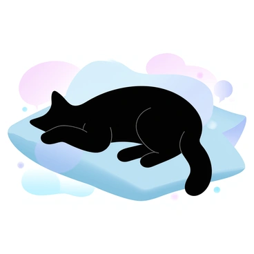 A smooth-coated black cat lying gracefully on a soft pillow