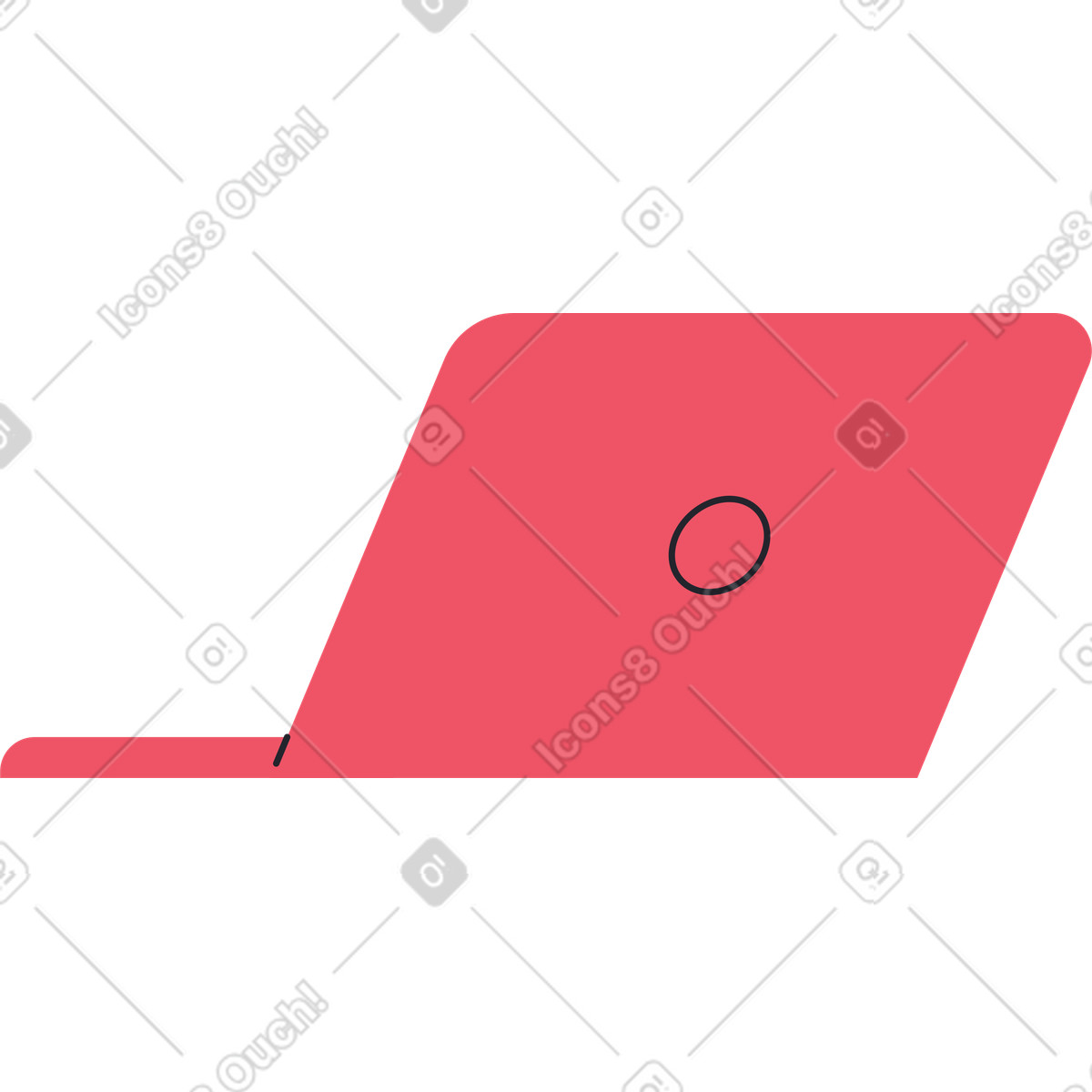 Red laptop with emblem illustration in Boba style download in PNG, SVG
