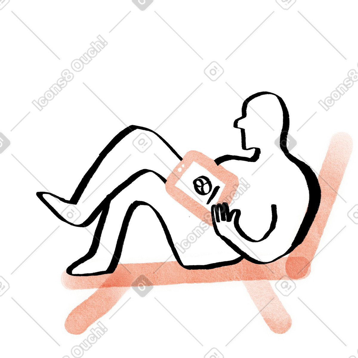 Remote work call while laying on sofa at home illustration in Hand-drawn animation style download in PNG, SVG