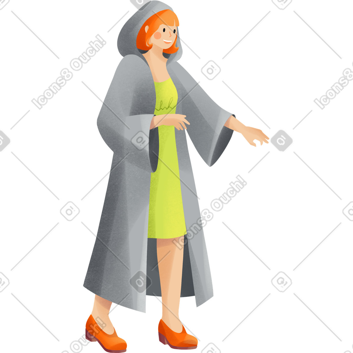Woman in a cloak-Illustration im Shine-Stil als Download PNG, SVG
