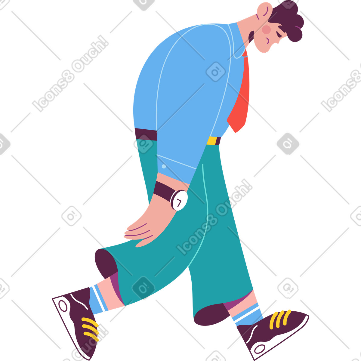 Ilustración Hombre deprimido caminando en estilo Sammy a descargar en PNG y SVG