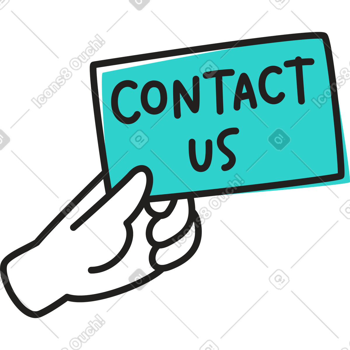Illustration Lettrage contactez-nous main tenant texte dans le style Little à télécharger aux formats PNG, SVG