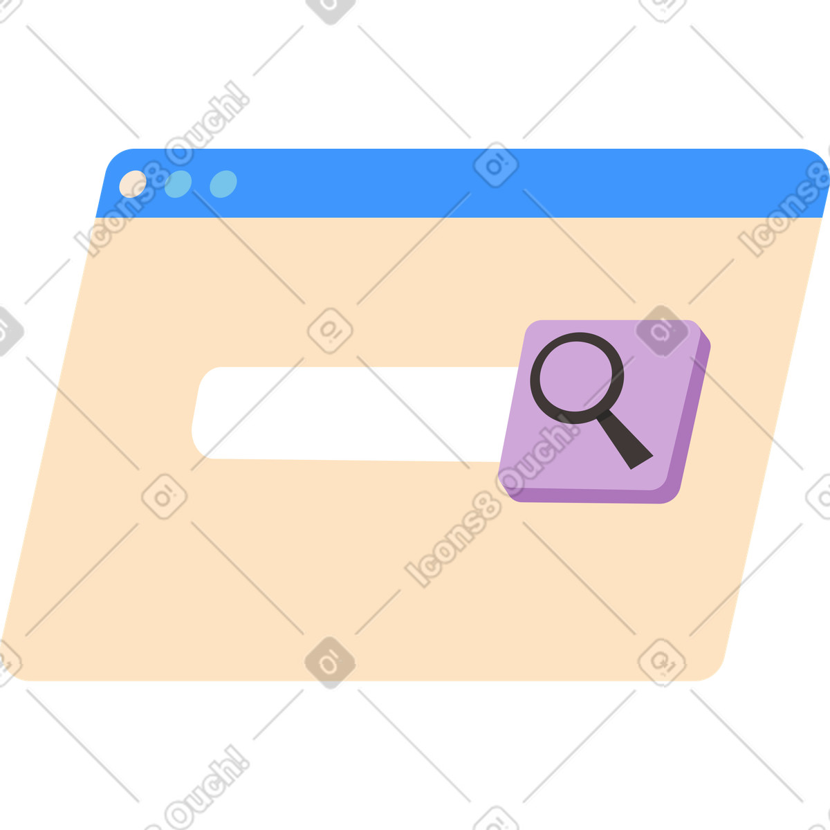 Finestra del browser con barra di ricerca illustrazione in stile Dizzy scarica in PNG, SVG