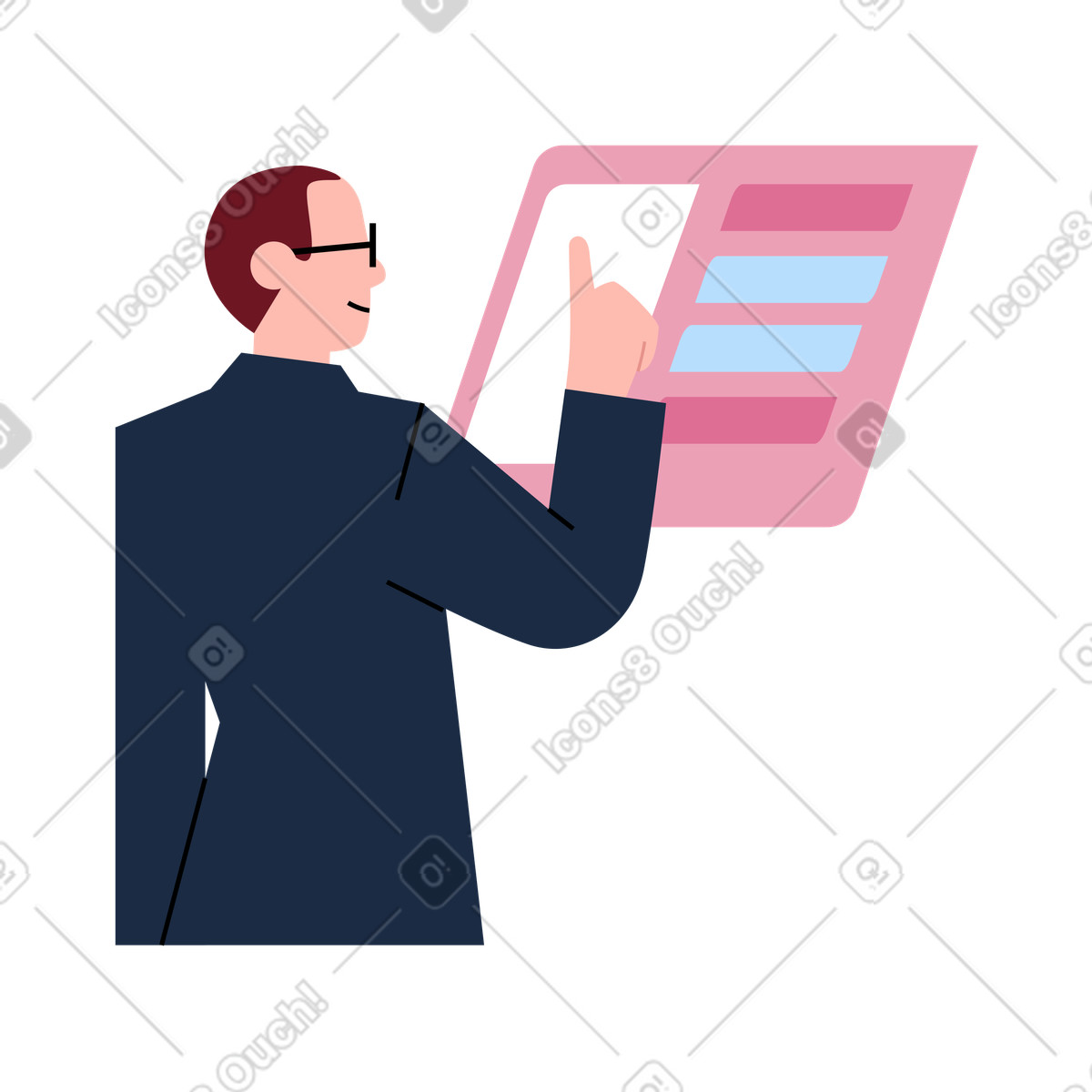 Man developing web layout illustration in PNG, SVG