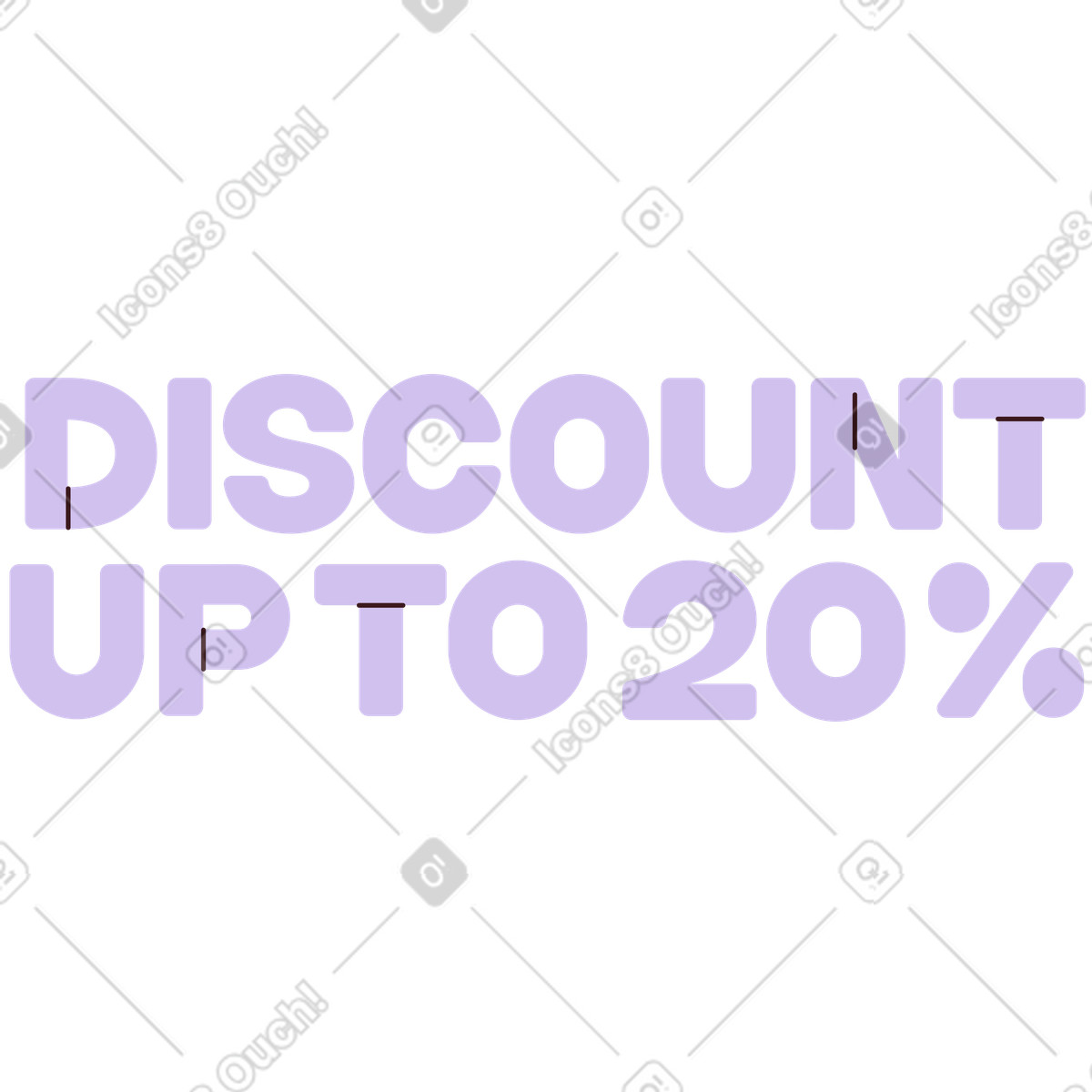 Иллюстрация Скидка на надписи до 20% в стиле Folks — скачать в форматах PNG, SVG