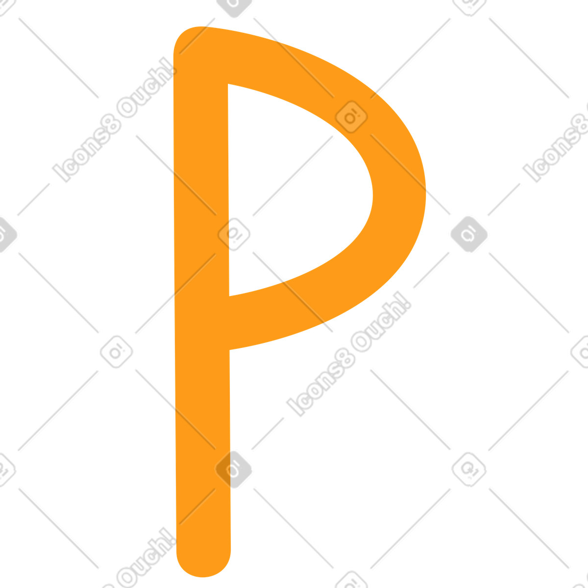 Ilustração de P amarelo em no estilo Kingdom para baixar em PNG, SVG