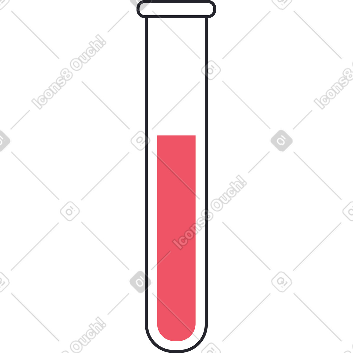 Test tube with liquid illustration in Boba style download in PNG, SVG