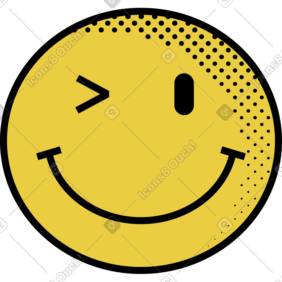 Memphis スタイルの Emoji winking face のイラストをPNG、SVG形式でダウンロード