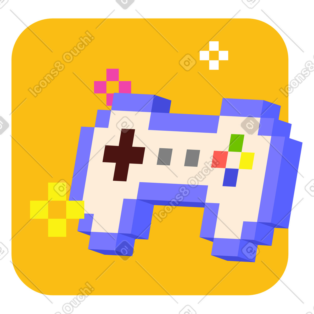App icon with video game controller illustration in 8bit style download in PNG, SVG