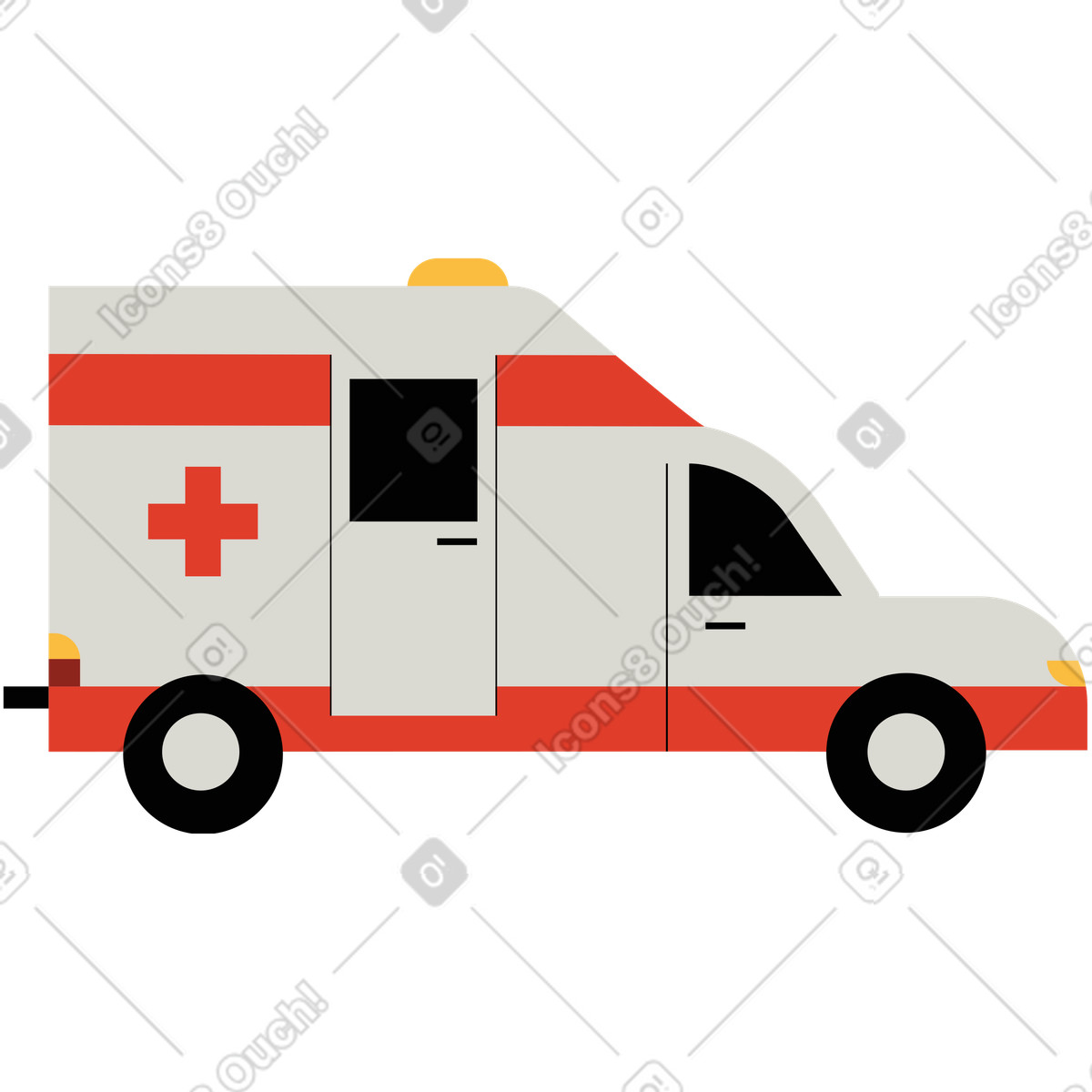 Ambulance illustration in Burgundy style download in PNG, SVG