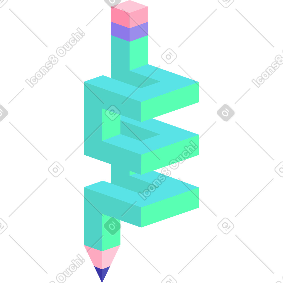 Grüner stift-Illustration im Bright-Stil als Download in PNG, SVG