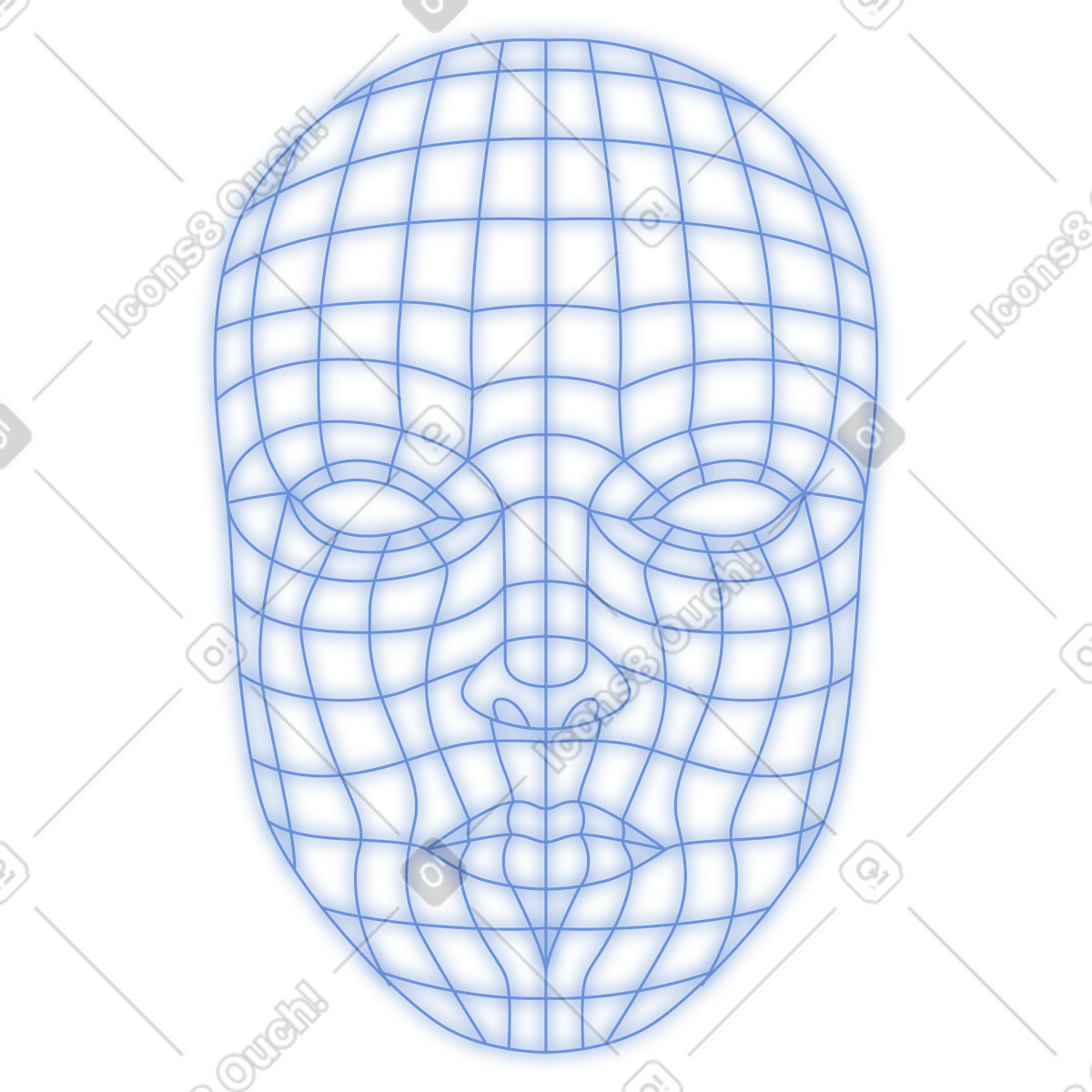 Dimension 스타일의 Face wireframe mesh representing digital biometrics and facial recognition technology 일러스트레이션 PNG, SVG 다운로드