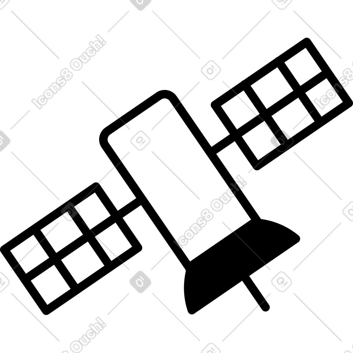 下载 Notion Line Art 风格的 Satellite communication device with solar panels in simple geometric silhouette 插画，支持 PNG、SVG 格式