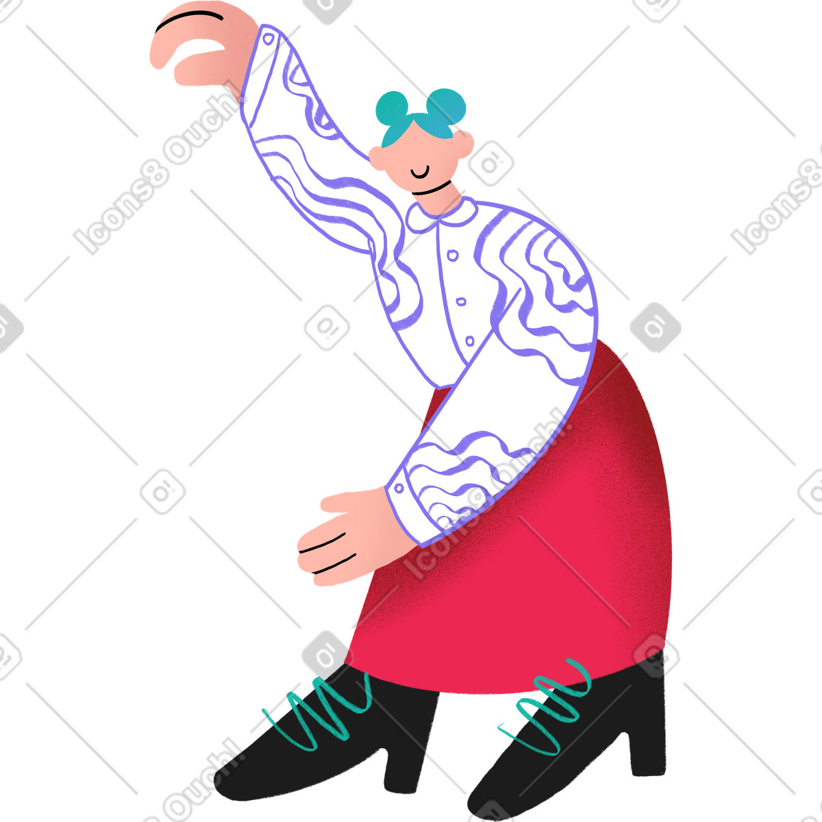Bonny 스타일의 Woman in a red skirt holding something 일러스트레이션 PNG, SVG 다운로드