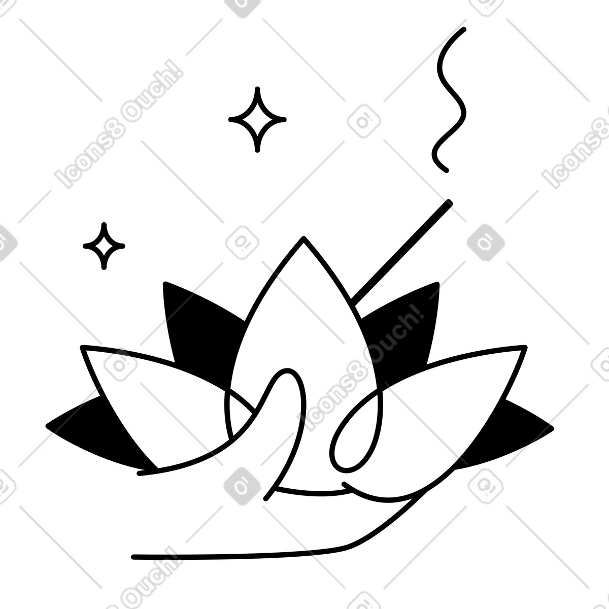 下载 Notion Line Art 风格的 Lotus flower and hand symbol for spa relaxation care 插画，支持 PNG、SVG 格式