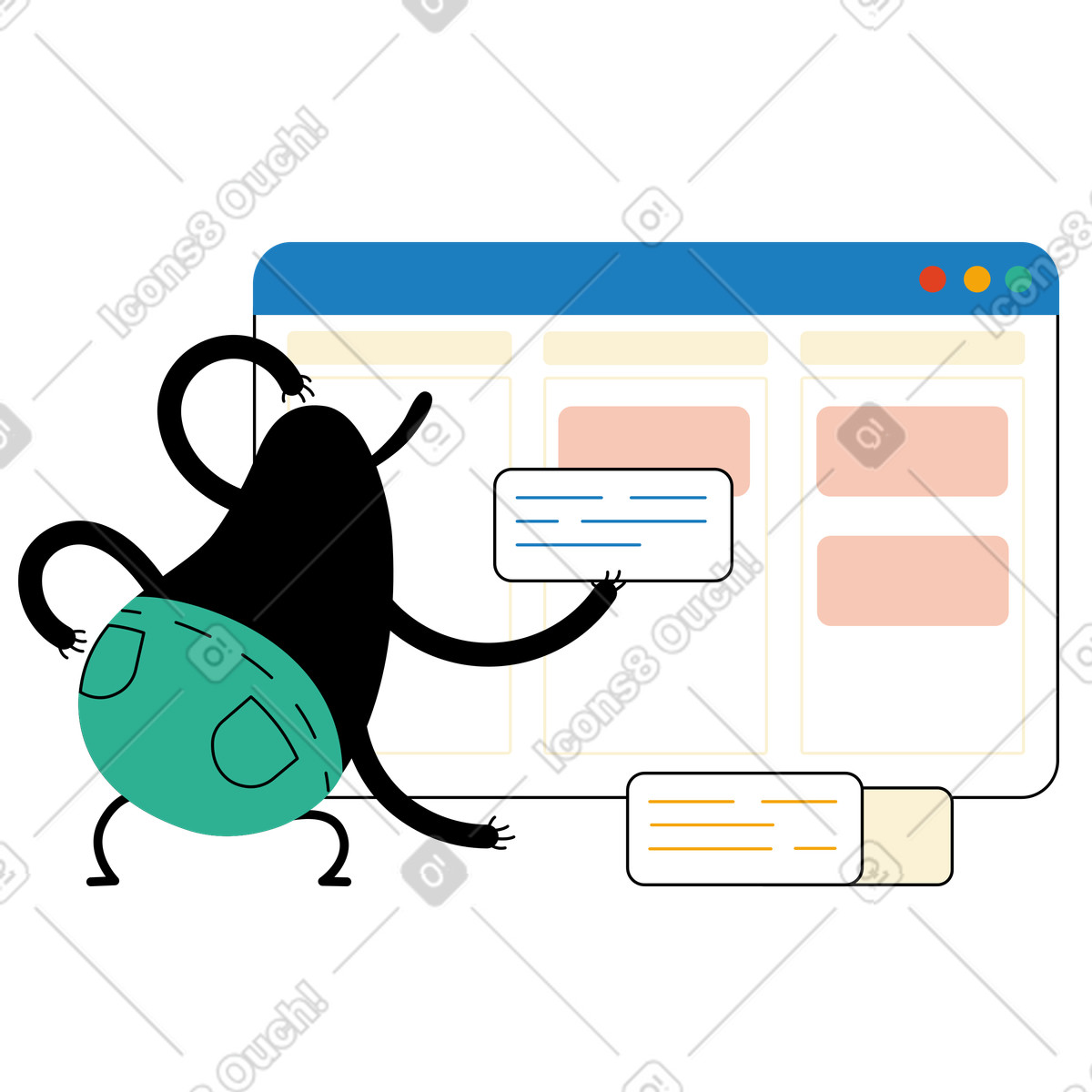 Character distributes tasks on a kanban board illustration in Jelly style download in PNG, SVG