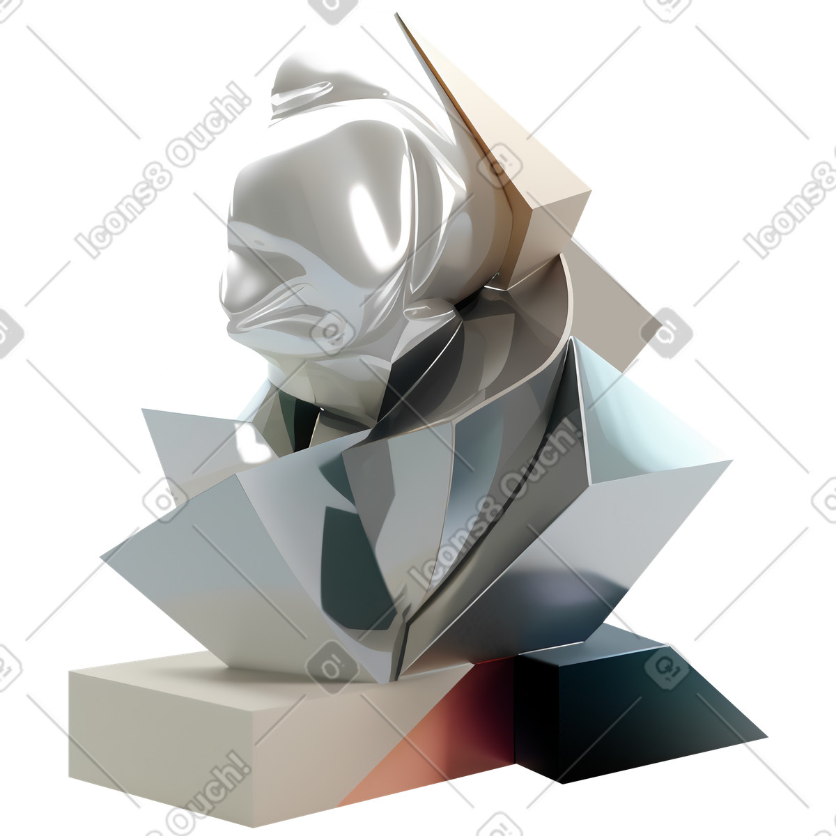 Abstrakte fließende formen aus metall-Illustration im 3D Construction-Stil als Download in PNG, SVG