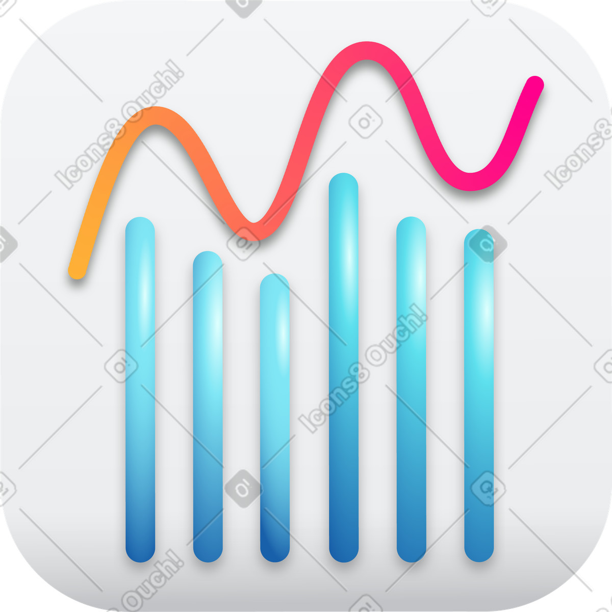 Glare 스타일의 Volumetric chart icon 일러스트레이션 PNG, SVG 다운로드