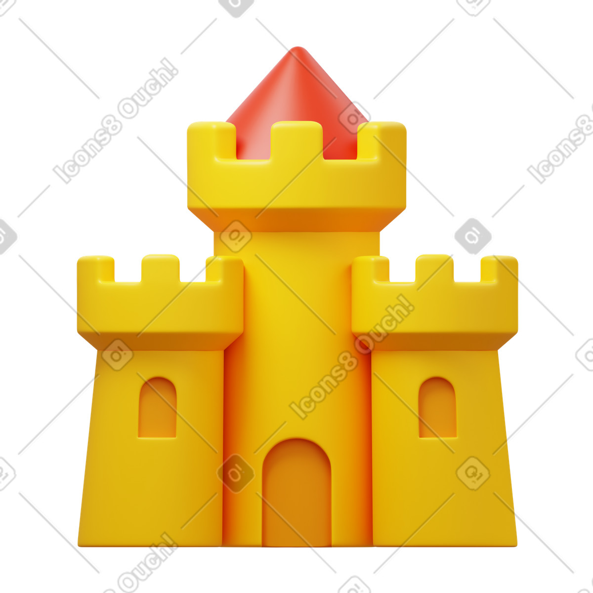 Sand castle illustration in 3D Fluency style download in PNG, SVG