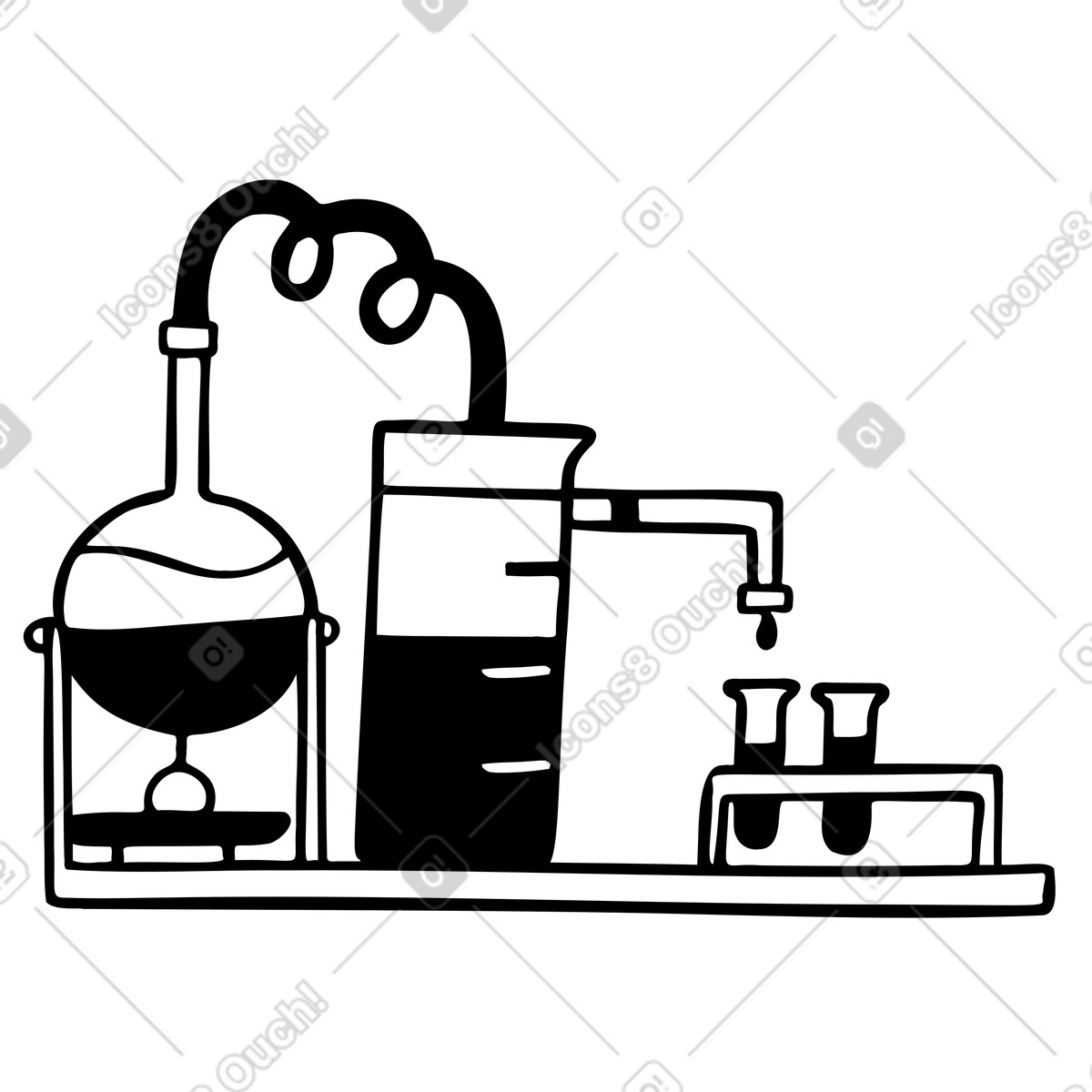 Science experiment with laboratory equipment illustration in Journal style download in PNG, SVG
