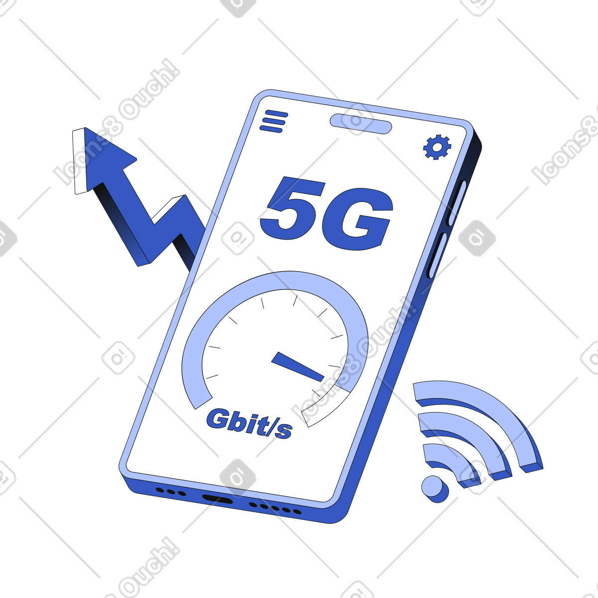 Techny スタイルの 5gの速度を測定する のイラストをPNG、SVG形式でダウンロード