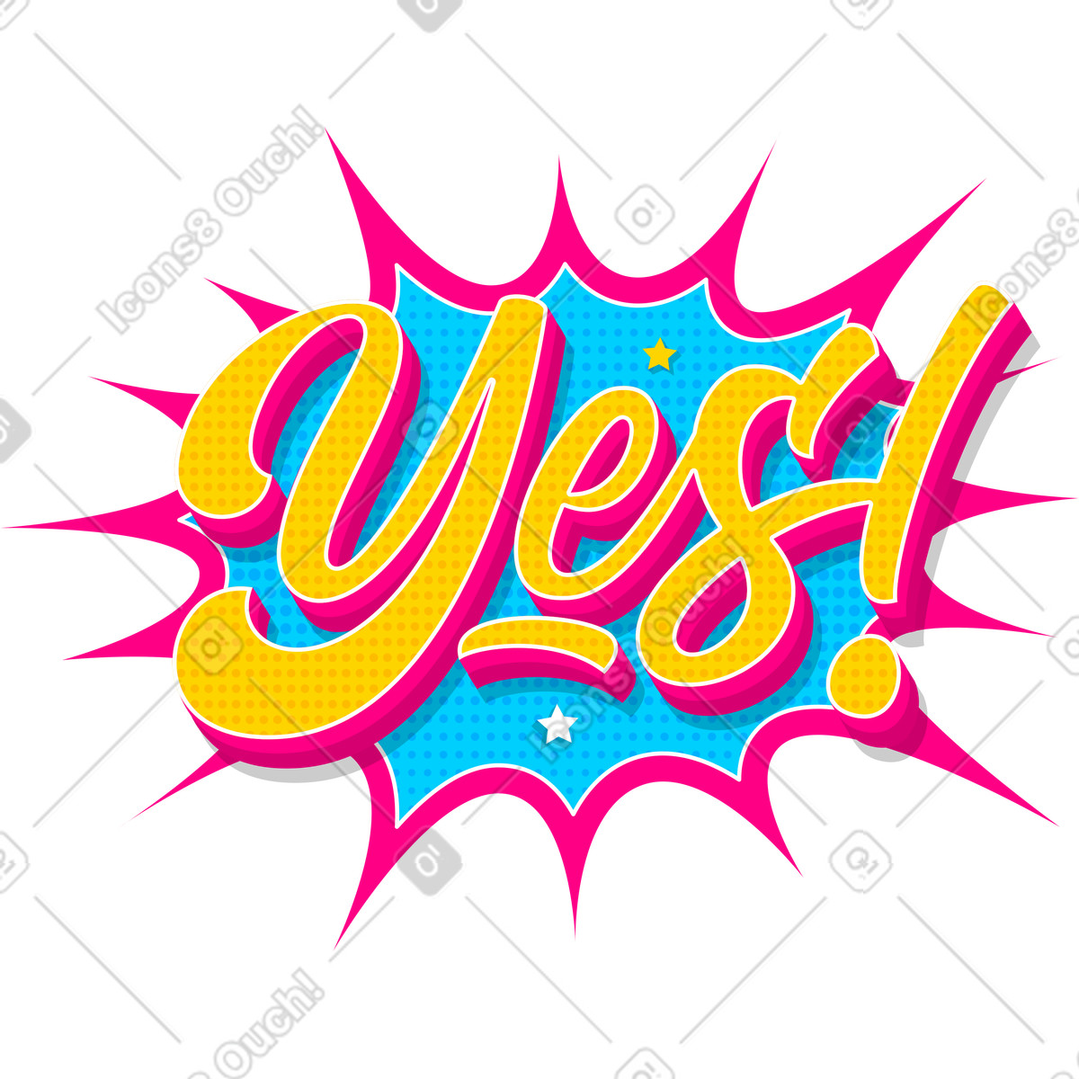 Ilustración Letras sí texto estilo comics en Lettering a descargar en PNG y SVG