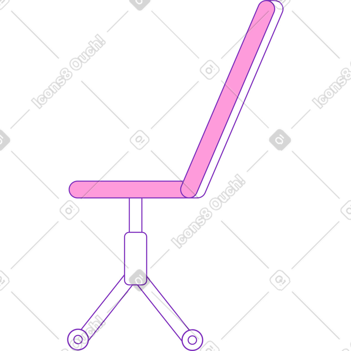 Computer chair on wheels illustration in Elastic style download in PNG, SVG