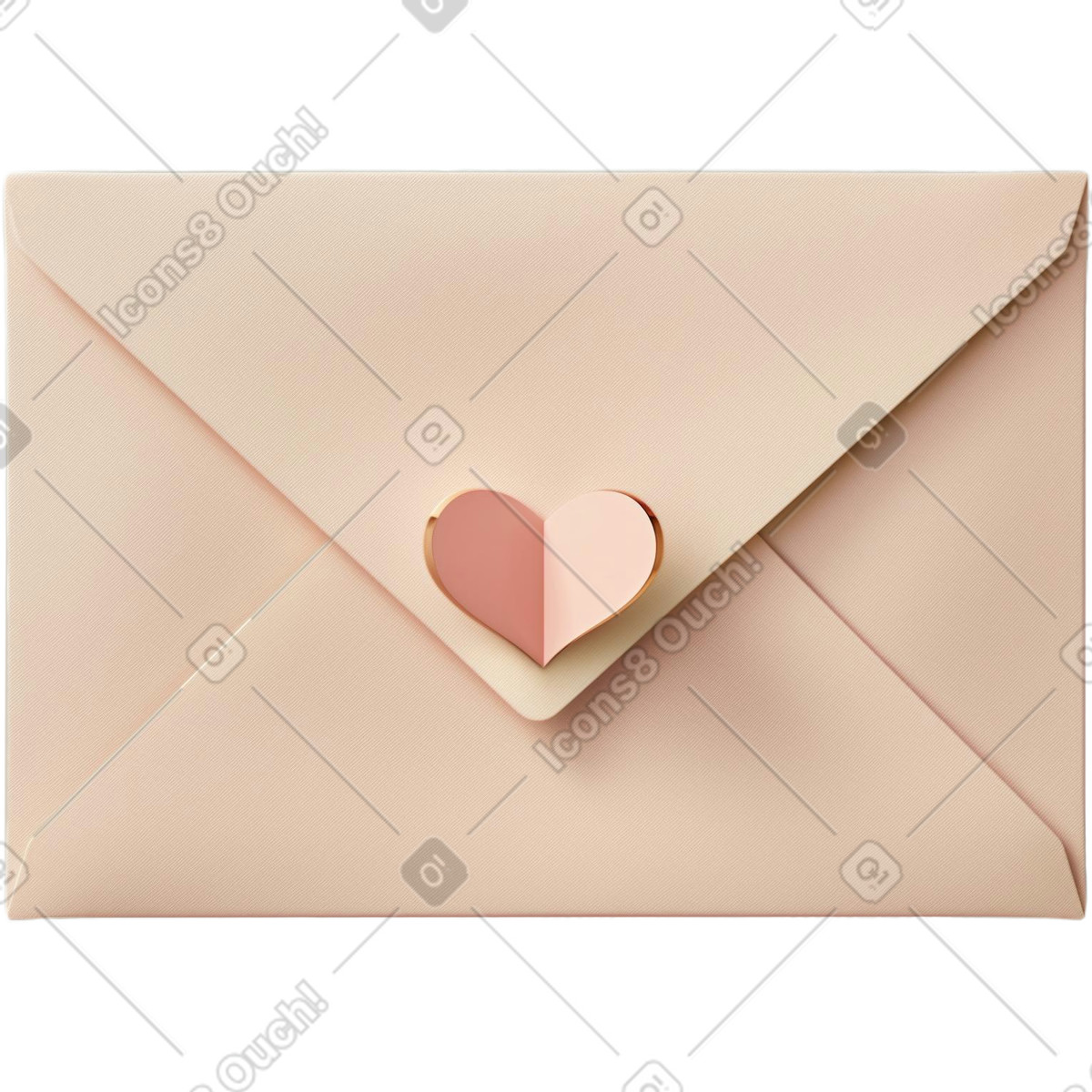 Ilustración Sobre beige con corazón en estilo Lettering a descargar en PNG y SVG