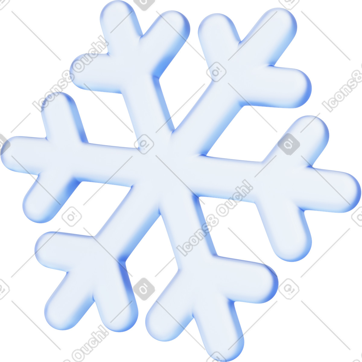 Schneeflocken-symbol, winterdekoration, festtagselement-Illustration im 3D Playful-Stil als Download in PNG, SVG