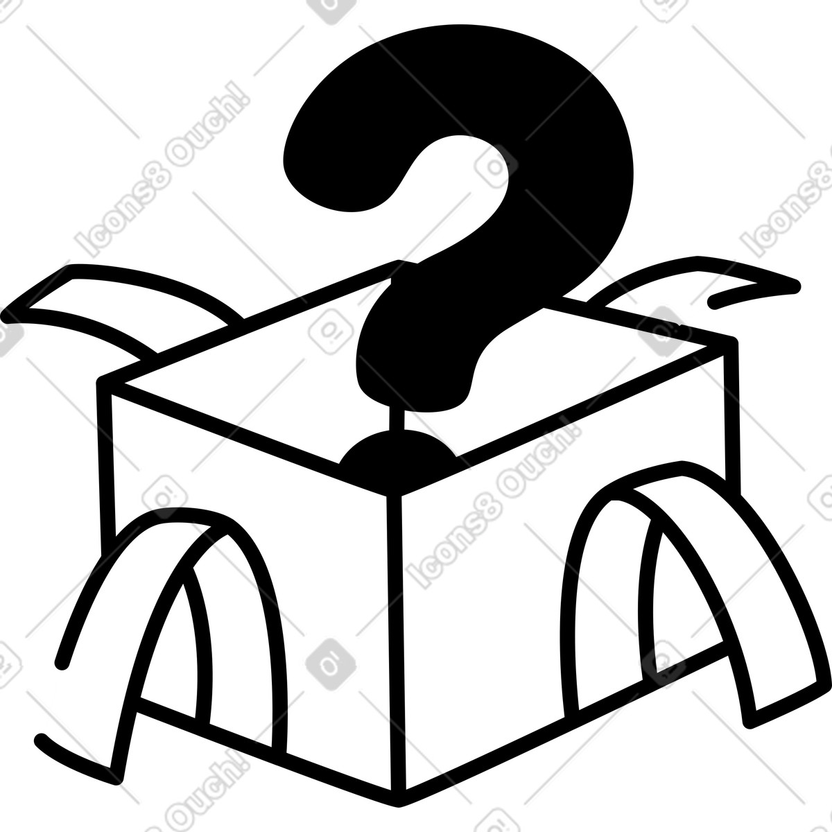 Ilustración Gift box with question mark symbolizing mystery surprise present idea en estilo Notion Line Art a descargar en PNG y SVG