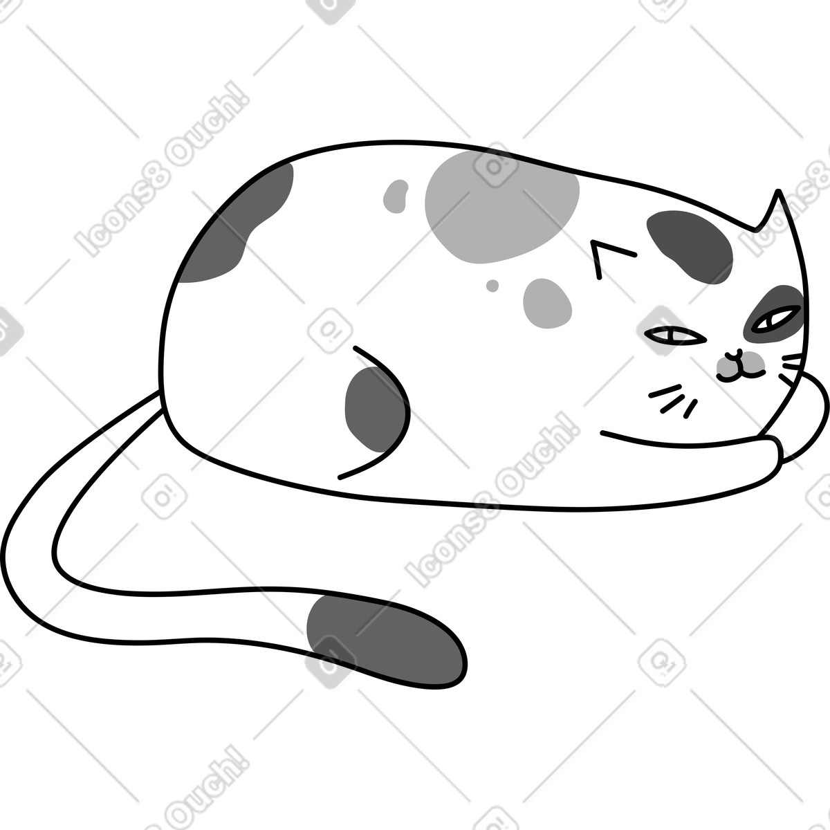 Schlafende katze-Illustration im Purr-Stil als Download in PNG, SVG