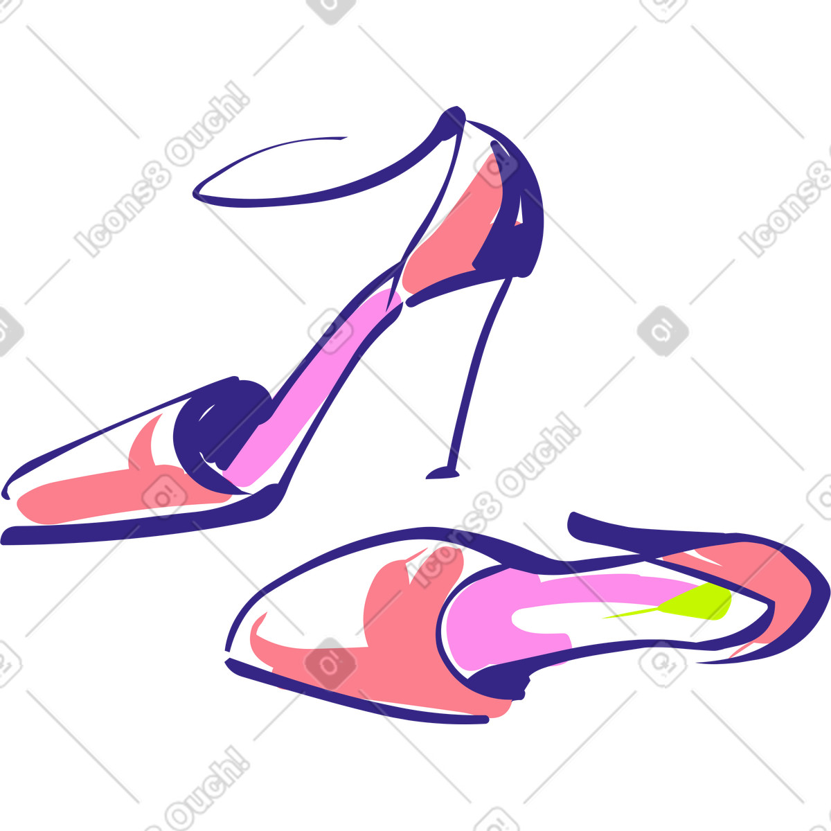 Stiletto heels illustration in Glam style download in PNG, SVG