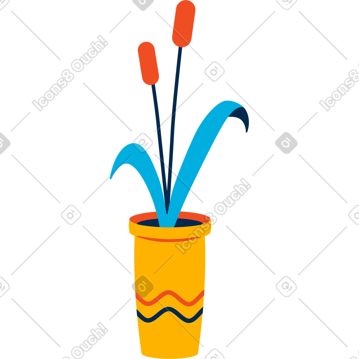 Canne in vaso illustrazione stile Flame scarica PNG, SVG
