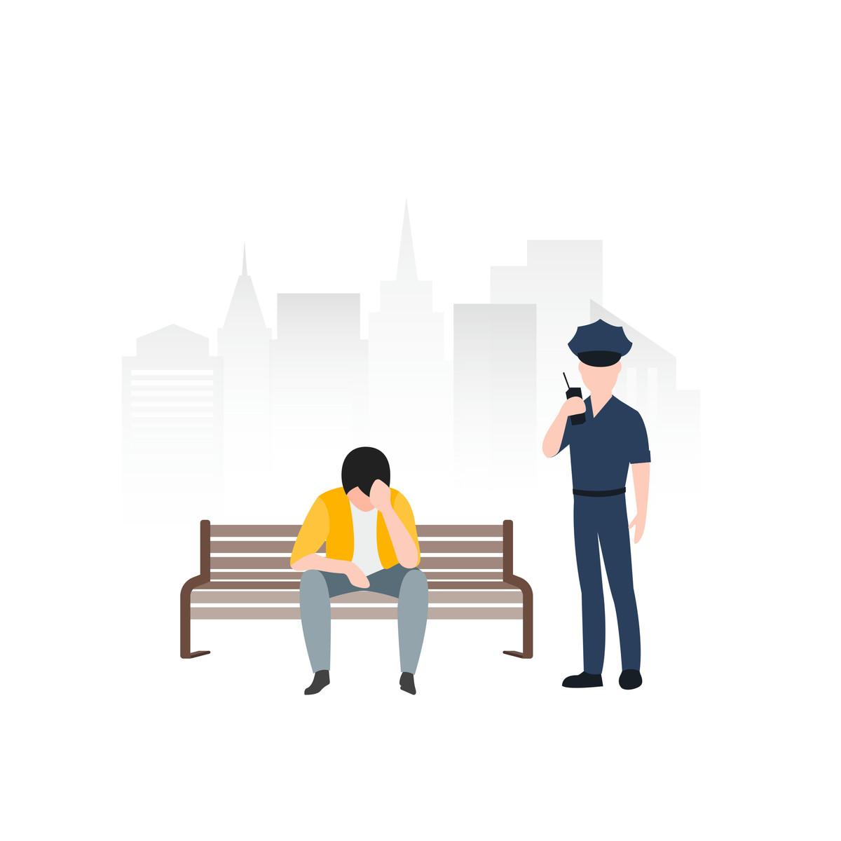 下载 Fogg 风格的 Accident with policeman 插画，支持 PNG、SVG 格式