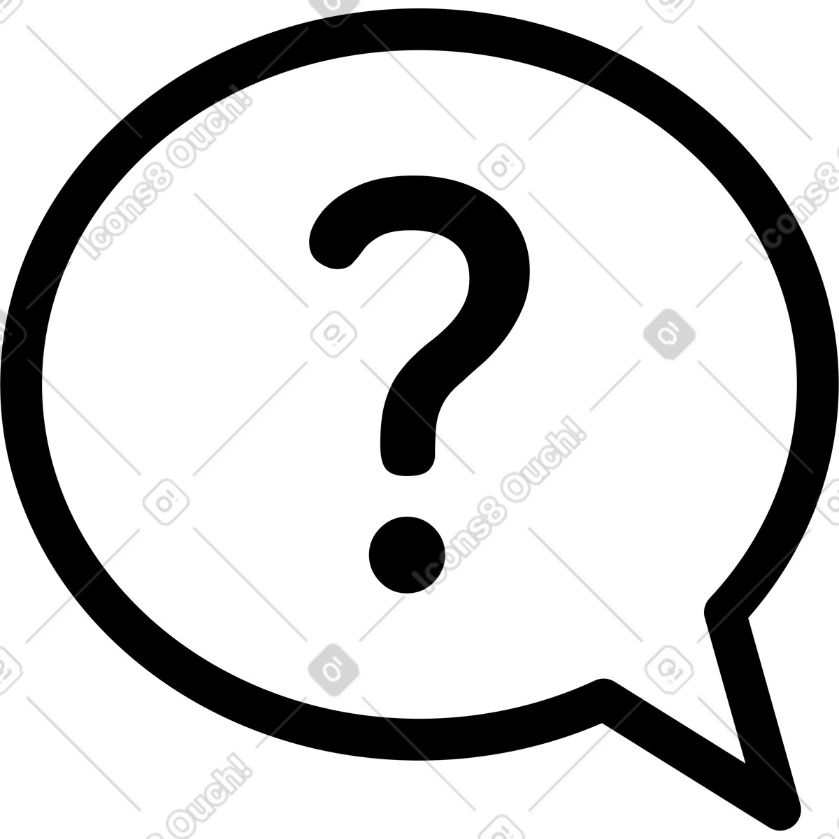 Notion Line Art 스타일의 Question mark inside circular speech bubble symbolizing confusion and inquiry 일러스트레이션 PNG, SVG 다운로드