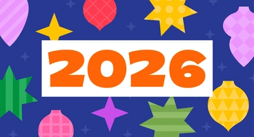 Colorful holiday ornaments with the year 2026 - Typography style illustration